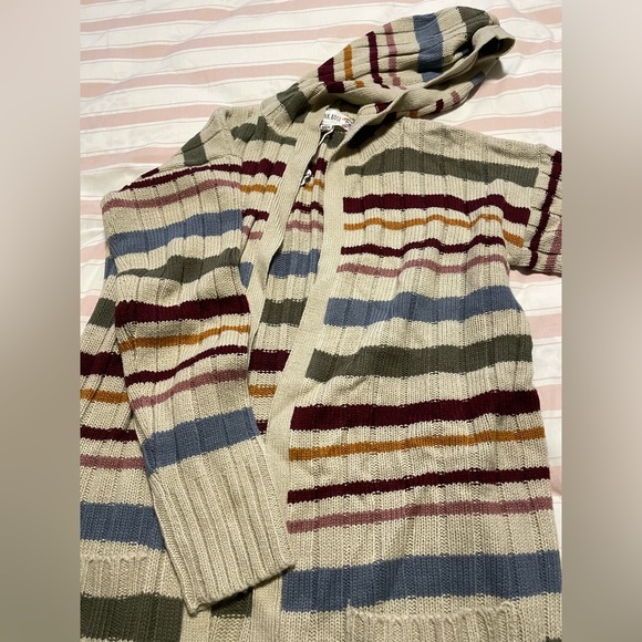 Pink Rose Long Striped Cardigan - Picture 2 of 3